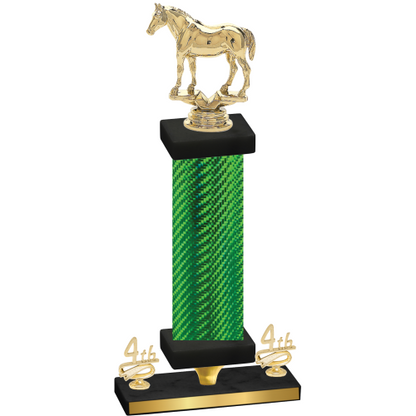 Premium Single Green Carbon Fiber Fourth Place Horses Trophy