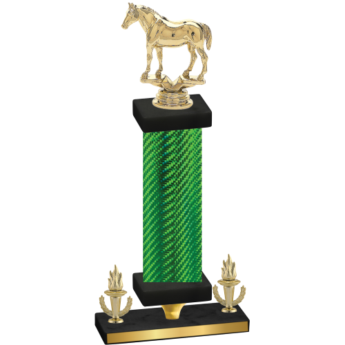 Premium Single Green Carbon Fiber Victory Horses Trophy