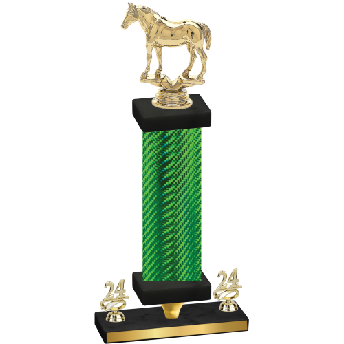 Premium Single Green Carbon Fiber Year Horses Trophy