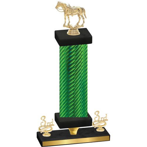 Premium Single Green Carbon Fiber Third Place Horses Trophy