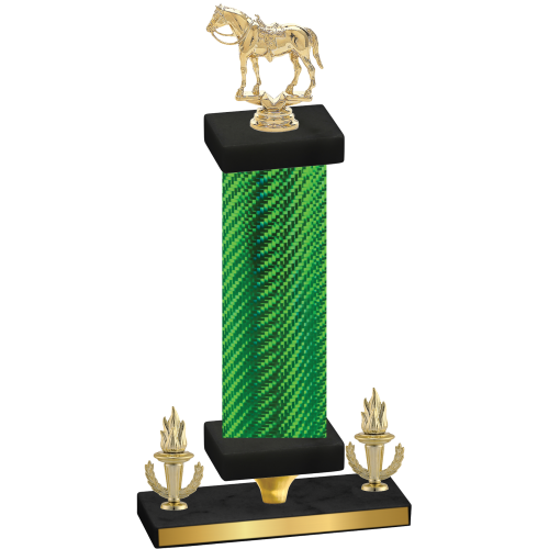 Premium Single Green Carbon Fiber Victory Horses Trophy
