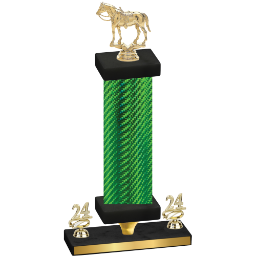 Premium Single Green Carbon Fiber Year Horses Trophy