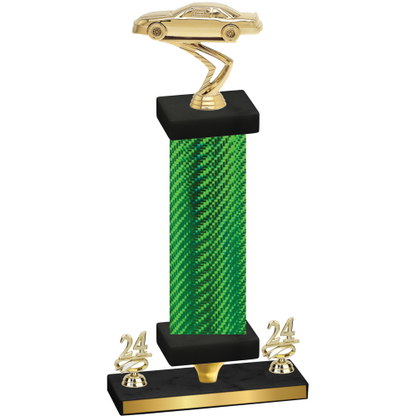 Premium Single Green Carbon Fiber Year Cars Trophy