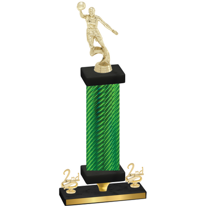 Premium Single Green Carbon Fiber Second Place Basketball Trophy
