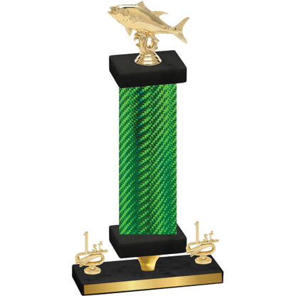 Premium Single Green Carbon Fiber First Place Fishing Trophy