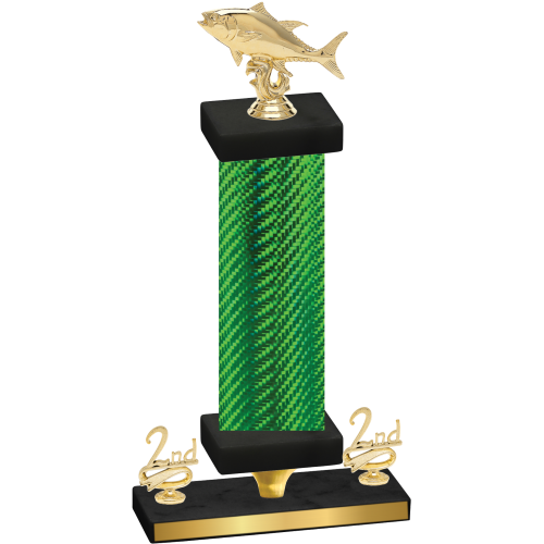 Premium Single Green Carbon Fiber Second Place Fishing Trophy