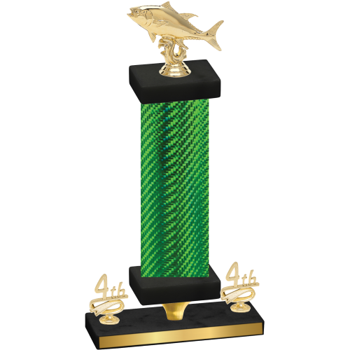 Premium Single Green Carbon Fiber Fourth Place Fishing Trophy