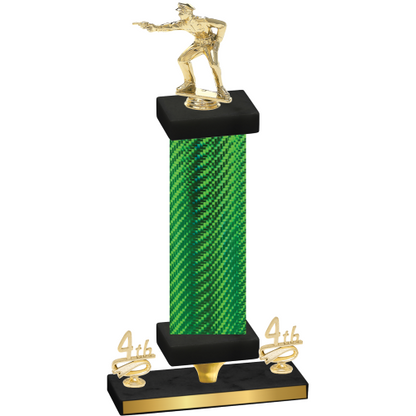 Premium Single Green Carbon Fiber Fourth Place Shooter Trophy