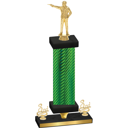 Premium Single Green Carbon Fiber Third Place Shooter Trophy