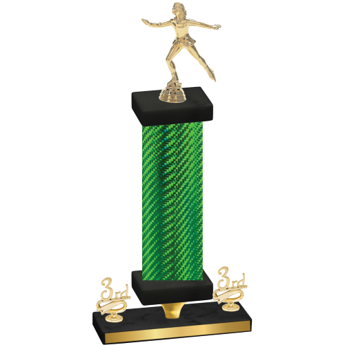 Premium Single Green Carbon Fiber Third Place Skater Trophy
