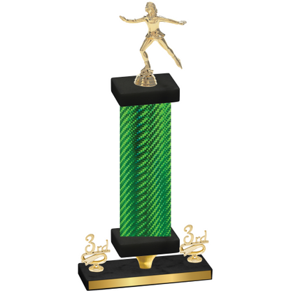 Premium Single Green Carbon Fiber Third Place Skater Trophy