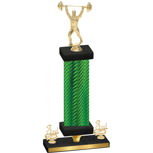 Premium Single Green Carbon Fiber Third Place Weights Trophy