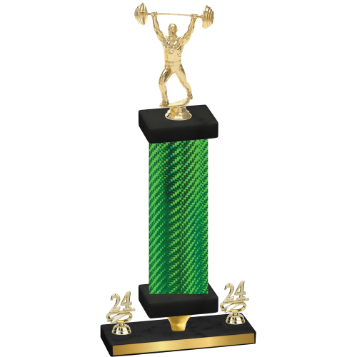 Premium Single Green Carbon Fiber Year Weights Trophy
