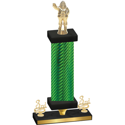 Premium Single Green Carbon Fiber Third Place Holiday Trophy
