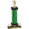 Premium Single Green Carbon Fiber Fourth Place Holiday Trophy