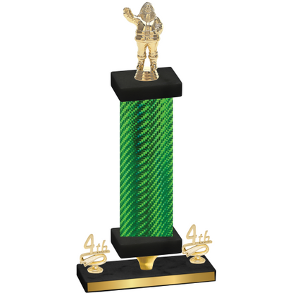 Premium Single Green Carbon Fiber Fourth Place Holiday Trophy