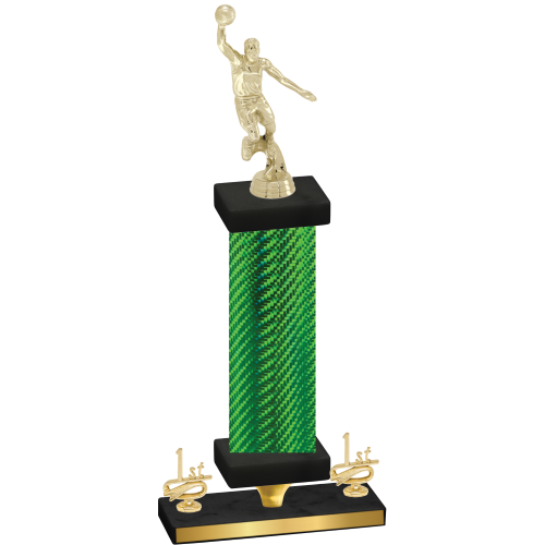 Premium Single Green Carbon Fiber First Place Basketball Trophy