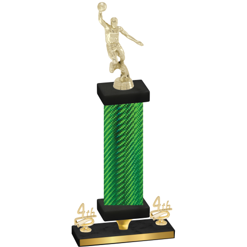 Premium Single Green Carbon Fiber Fourth Place Basketball Trophy