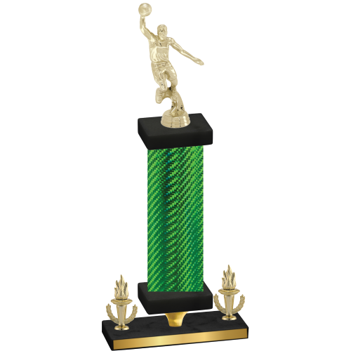 Premium Single Green Carbon Fiber Victory Basketball Trophy