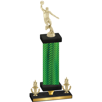 Premium Single Green Carbon Fiber Victory Basketball Trophy