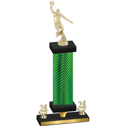 Premium Single Green Carbon Fiber Year Basketball Trophy