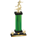 Premium Single Green Carbon Fiber First Place Flag Football Trophy