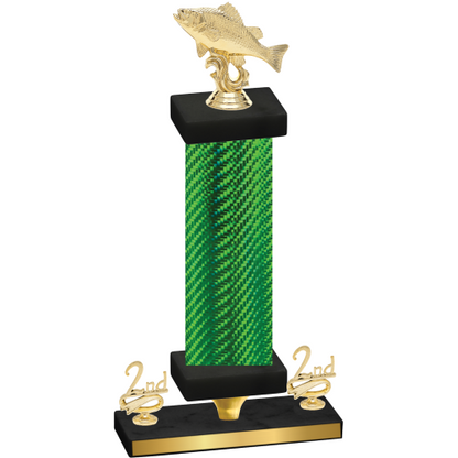 Premium Single Green Carbon Fiber Second Place Fishing Trophy