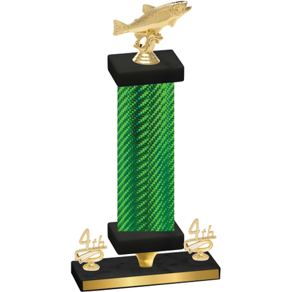 Premium Single Green Carbon Fiber Fourth Place Fishing Trophy