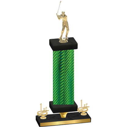 Premium Single Green Carbon Fiber First Place Golf Trophy