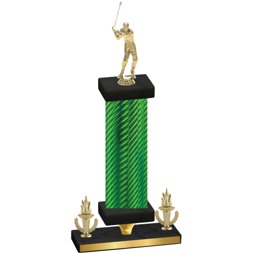 Premium Single Green Carbon Fiber Victory Golf Trophy