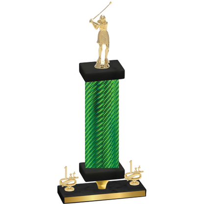 Premium Single Green Carbon Fiber First Place Golf Trophy