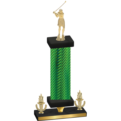 Premium Single Green Carbon Fiber Victory Golf Trophy