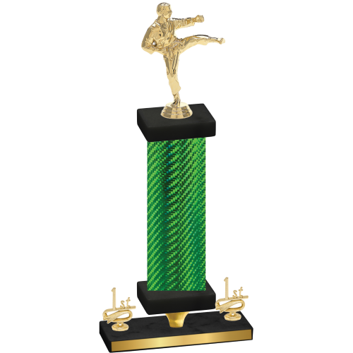 Premium Single Green Carbon Fiber First Place Karate Trophy