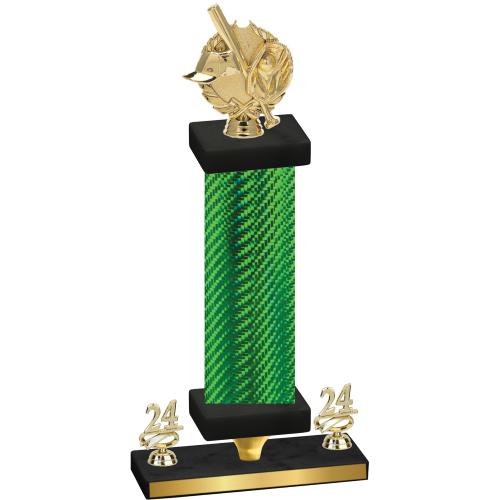 Premium Single Green Carbon Fiber Year Baseball Trophy