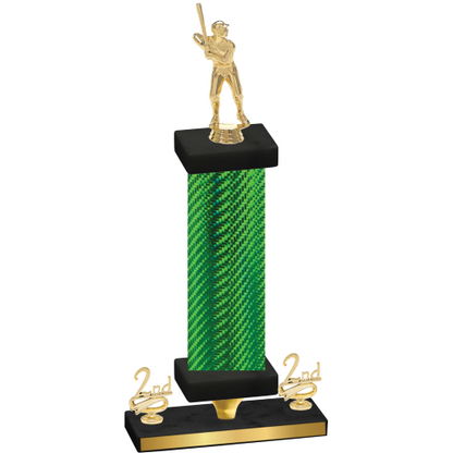 Premium Single Green Carbon Fiber Second Place Baseball Trophy