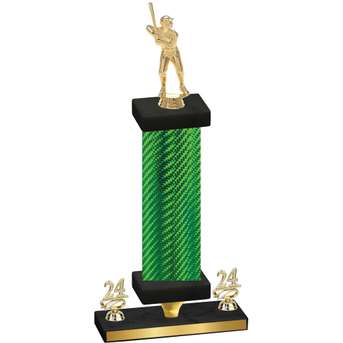 Premium Single Green Carbon Fiber Year Baseball Trophy