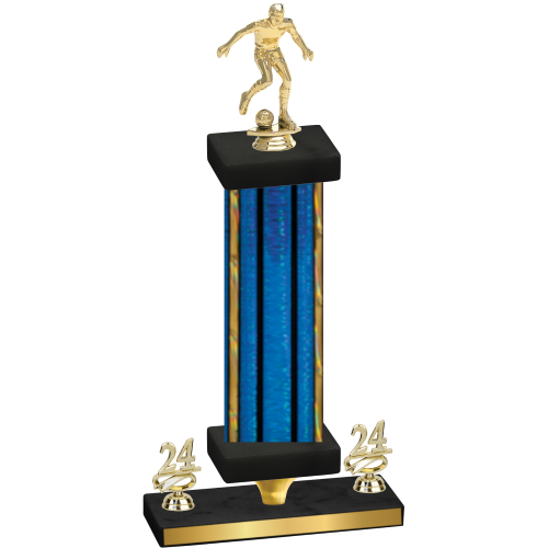Premium Single Blue Glacier Year Soccer Trophy