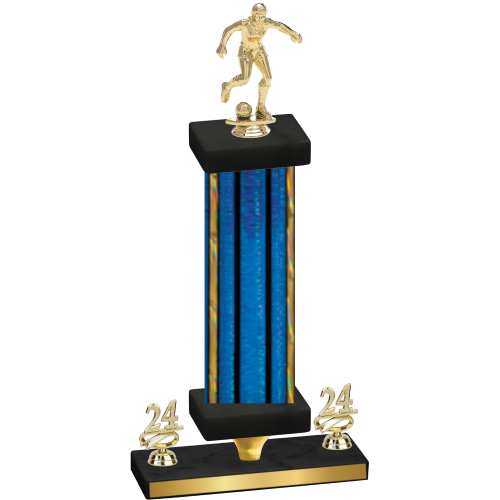 Premium Single Blue Glacier Year Soccer Trophy