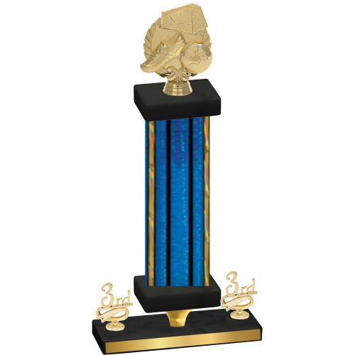 Premium Single Blue Glacier Third Place Soccer Trophy