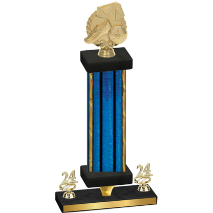 Premium Single Blue Glacier Year Soccer Trophy