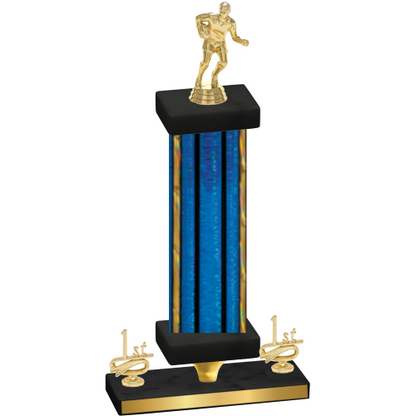 Premium Single Blue Glacier First Place Rugby Trophy