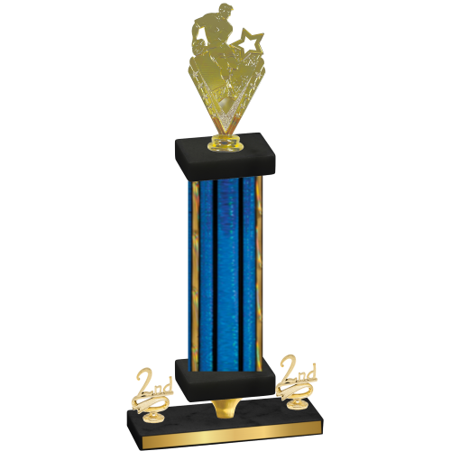 Premium Single Blue Glacier Second Place Rugby Trophy