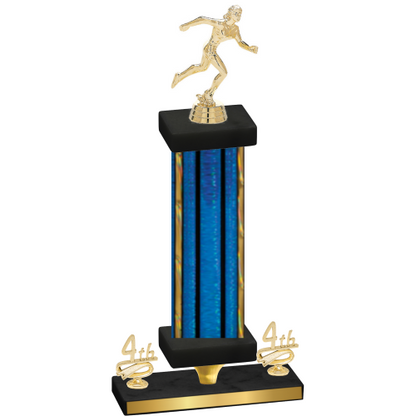Premium Single Blue Glacier Fourth Place Running Trophy