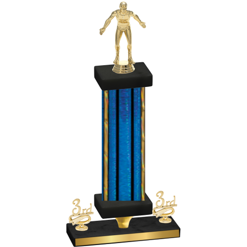 Premium Single Blue Glacier Third Place Wrestling Trophy