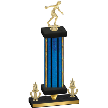 Premium Single Blue Glacier Victory Bowling Trophy