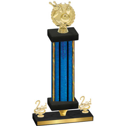 Premium Single Blue Glacier Second Place Bowling Trophy