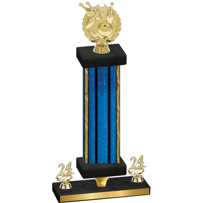 Premium Single Blue Glacier Year Bowling Trophy