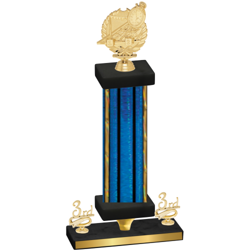 Premium Single Blue Glacier Third Place Swimming Trophy