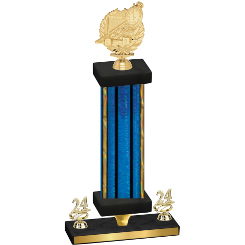 Premium Single Blue Glacier Year Swimming Trophy