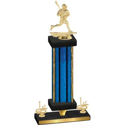 Premium Single Blue Glacier First Place Lacrosse Trophy